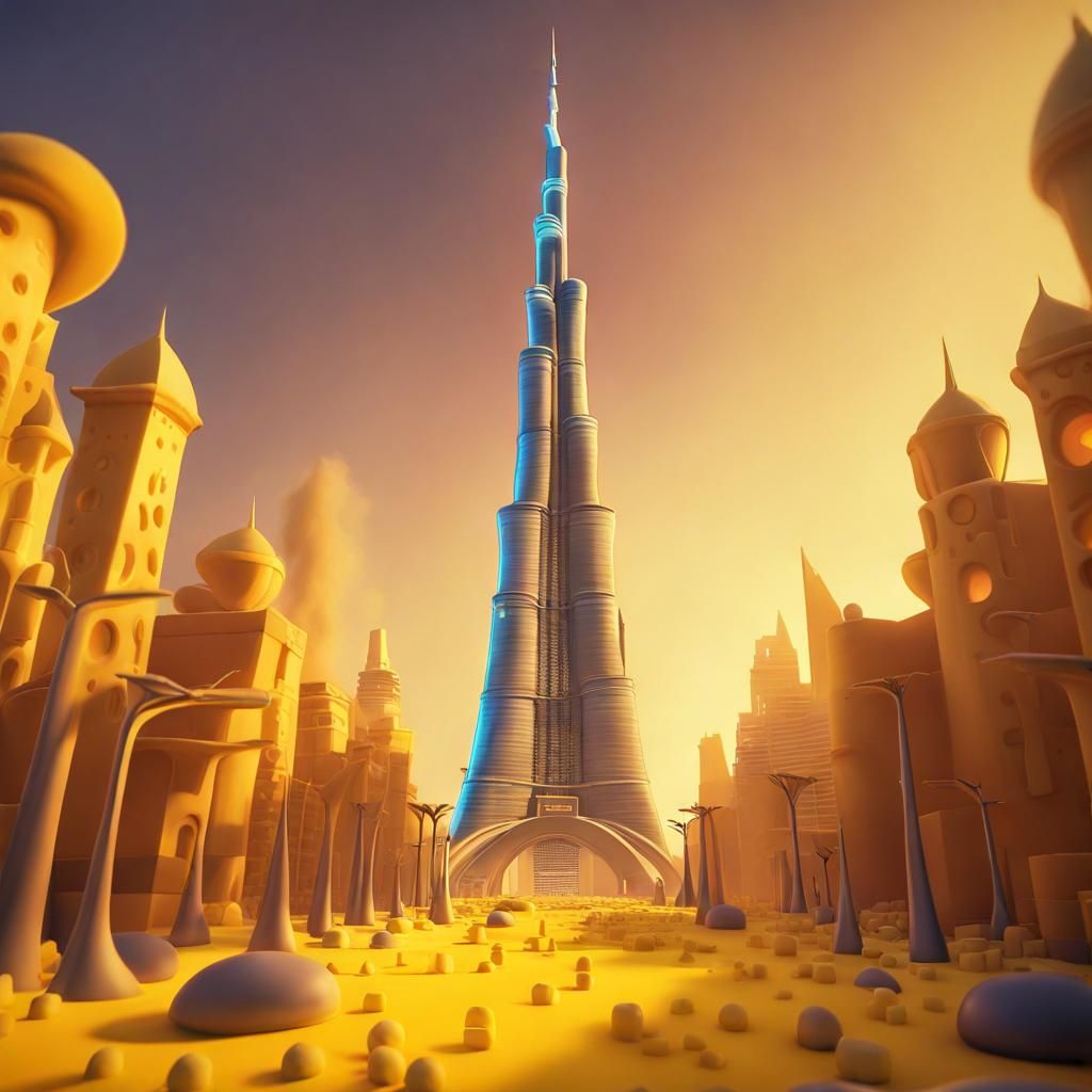 Cheese Burj Khalifa Burning, Pixar Style