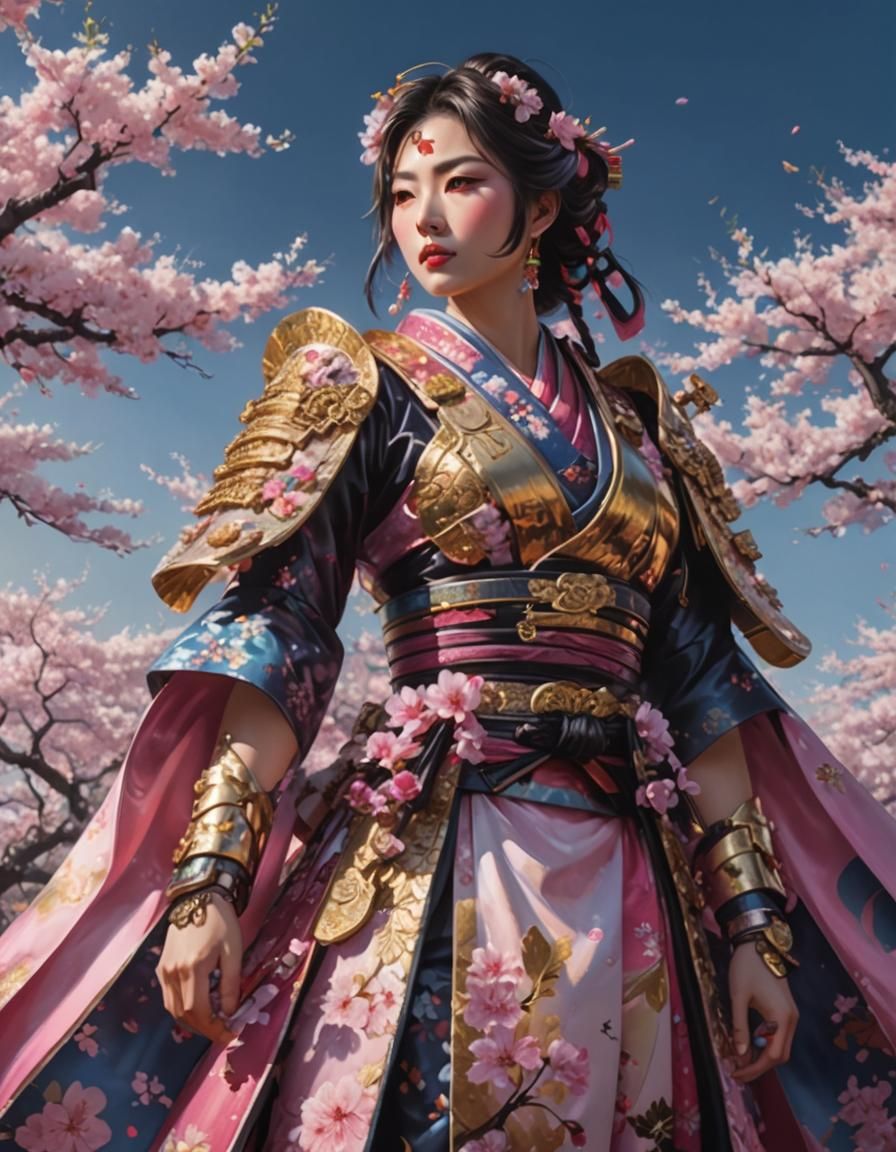 Futuristic Samurai and Geisha in Anime Style