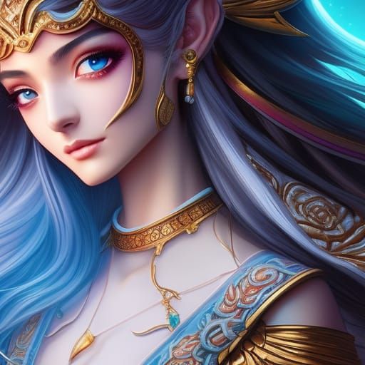 Beautiful Goddess Posing in Hyper-Detailed Digital Illustrat...