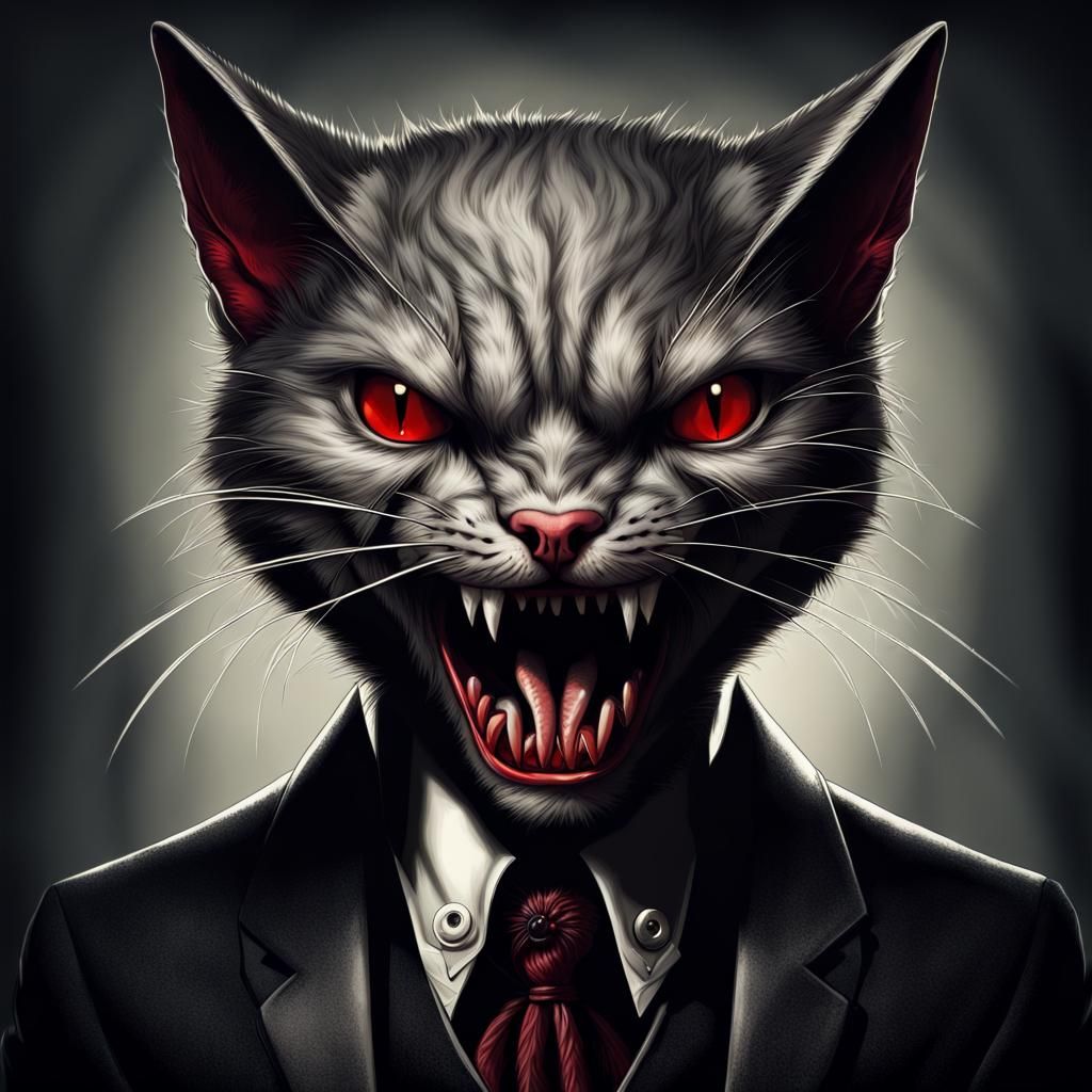 Scary Vampire Cat in Photographic Horror Style