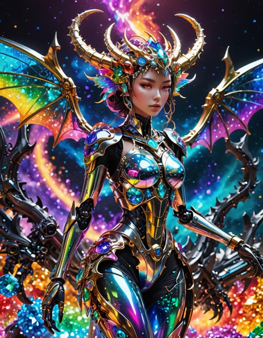 Dragon Girl Chimera in Astral Cosmic Setting