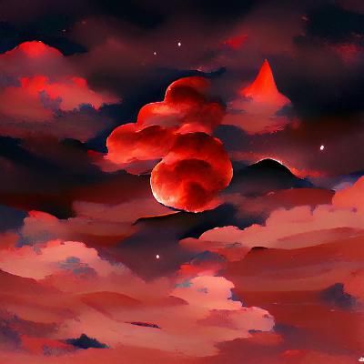 Dramatic Blood Moon with Red Cloudscape
