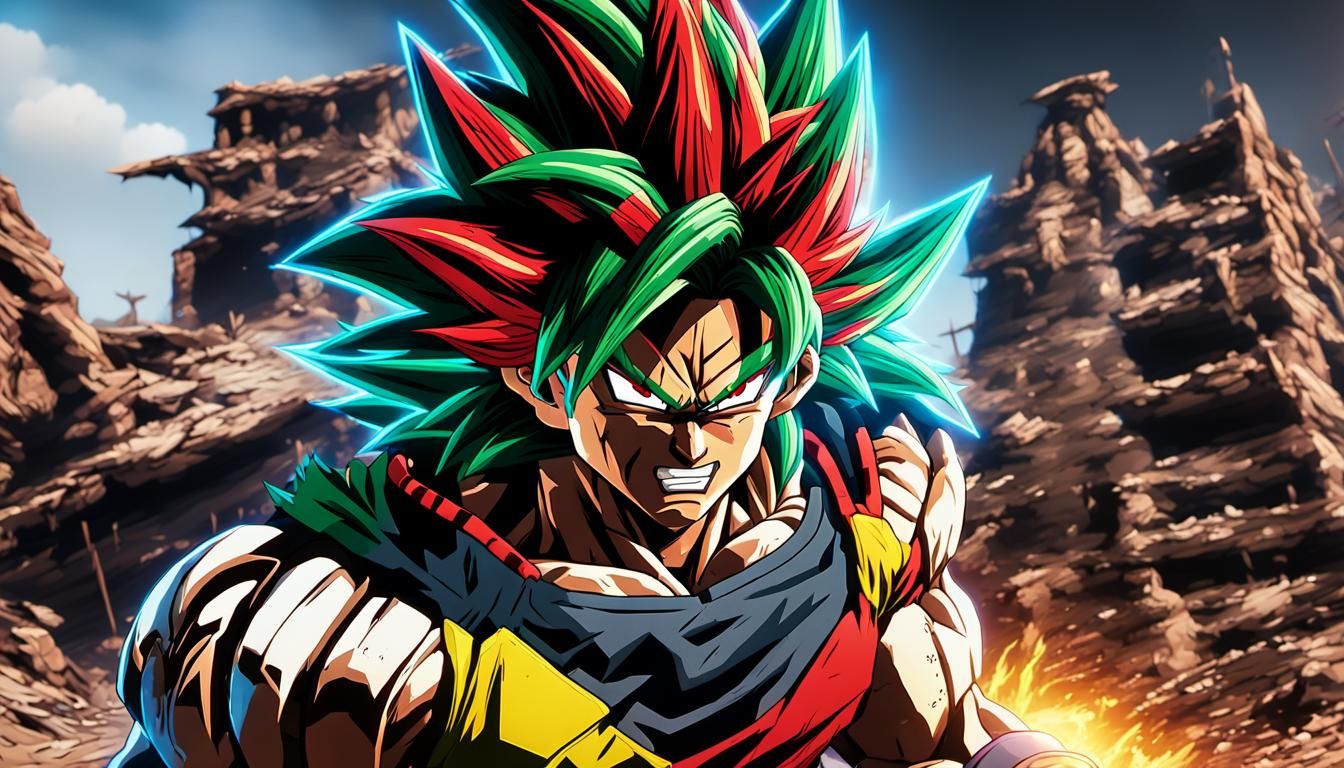 Fierce Warrior in Ravaged Wasteland: Anime-Style Portrait