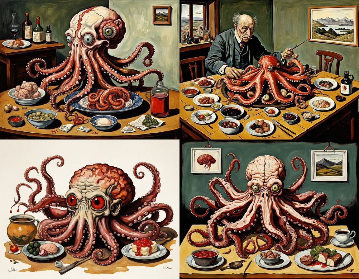 Surreal Horror Hybrid Creature as Oil Painting