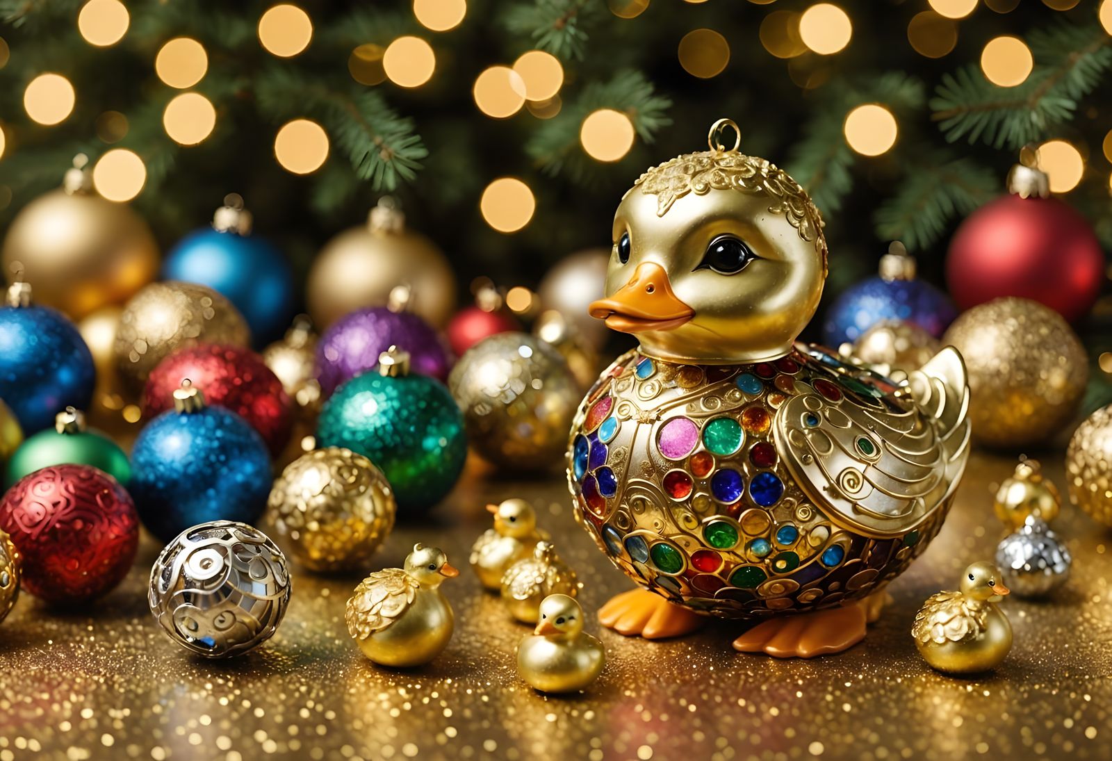 Surreal Christmas Scene in Art Nouveau Style