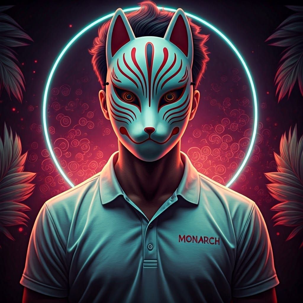 Man in Fox Mask at Neon Japanese Beach Club