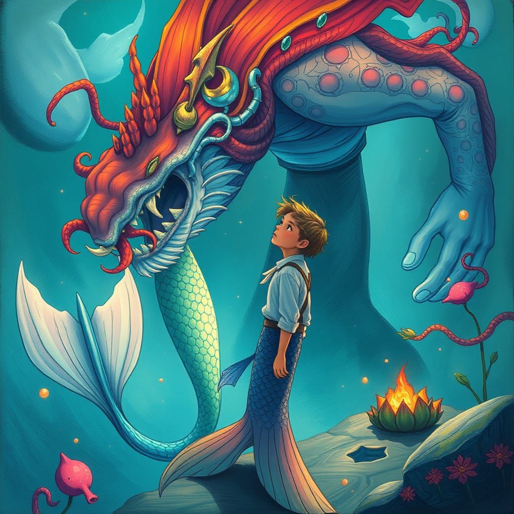 Mermaid's Encounter: A Fantasy Art Illustration