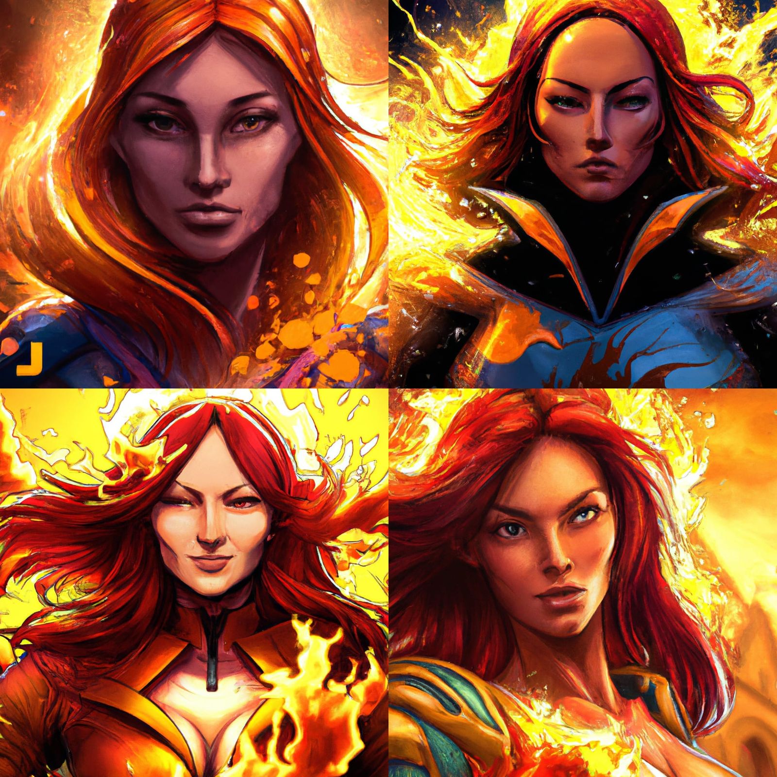 Jean Grey Enflamed: Hyperdetailed Art Nouveau Portrait