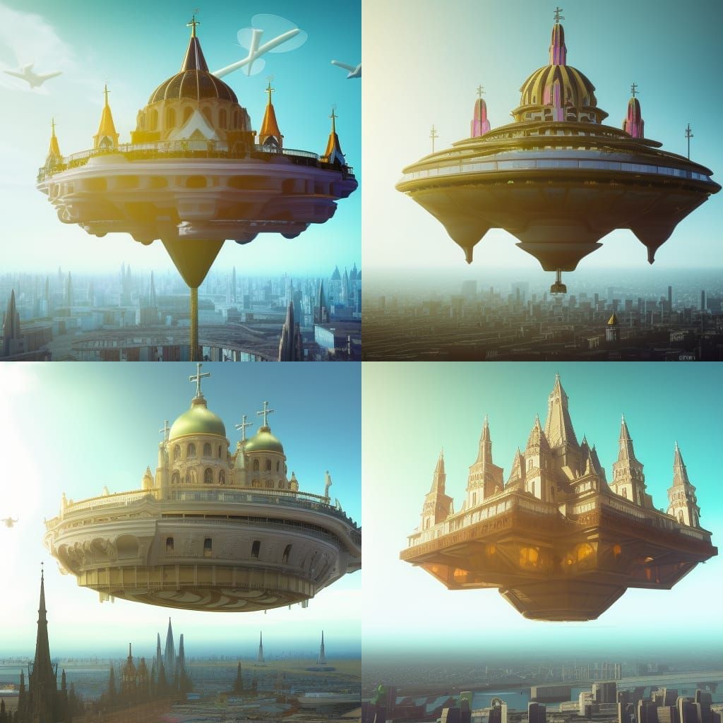 Victorian Cathedral on Sci-Fi Floating Island
