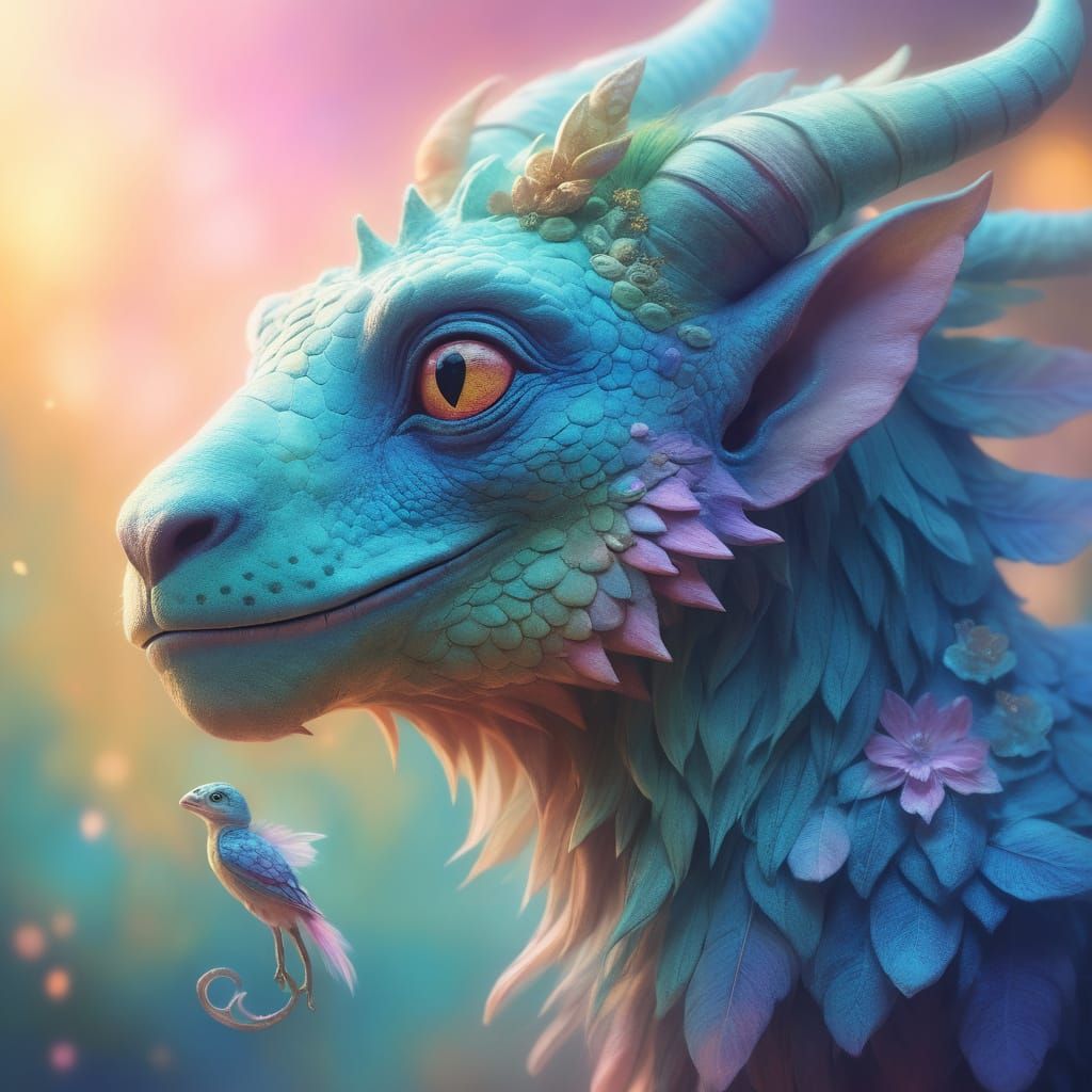 Dreamlike Creature Plays in Soft Pastel Colors
