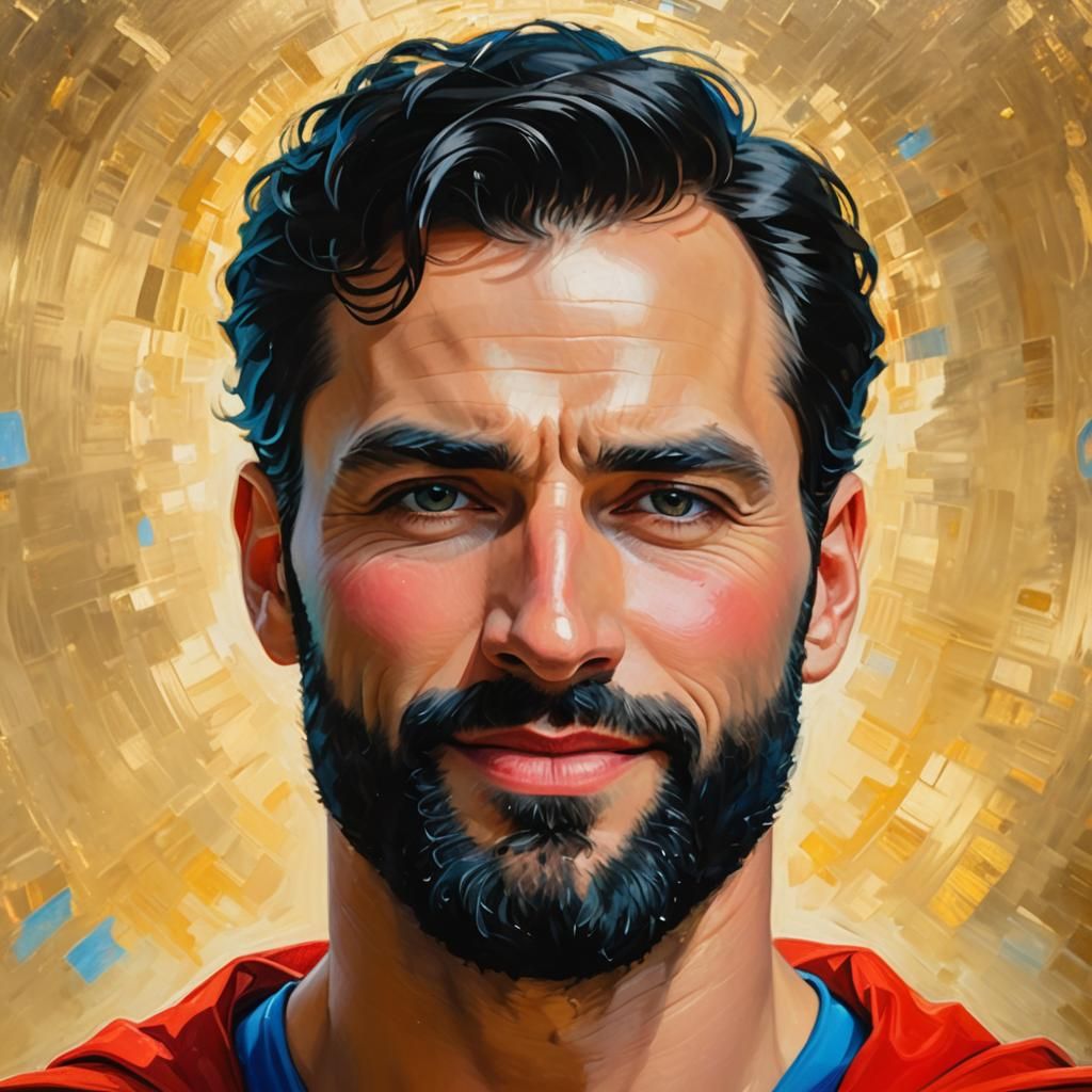 Bearded Superman Portrait in Gustav Klimt Style