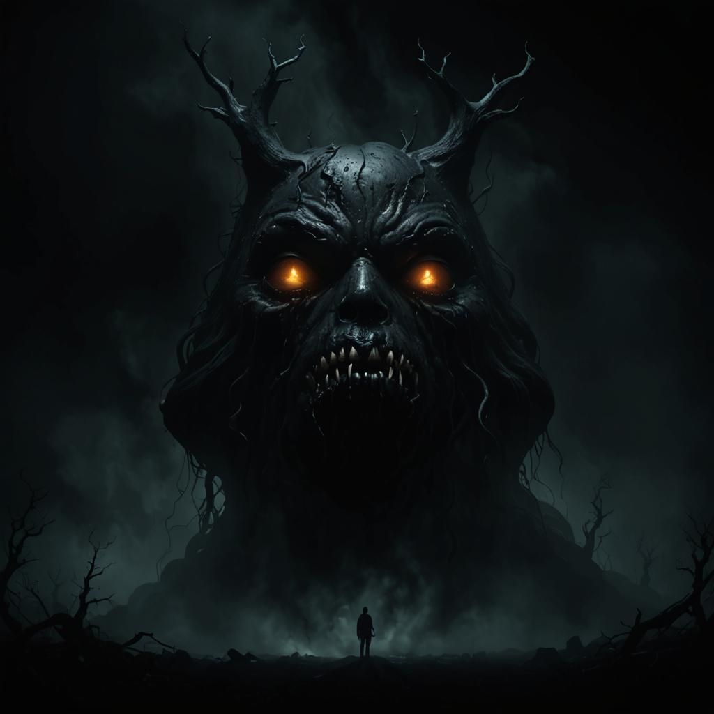 Dark Fantasy Shape-Shifting Blob in Abstract Expressionism