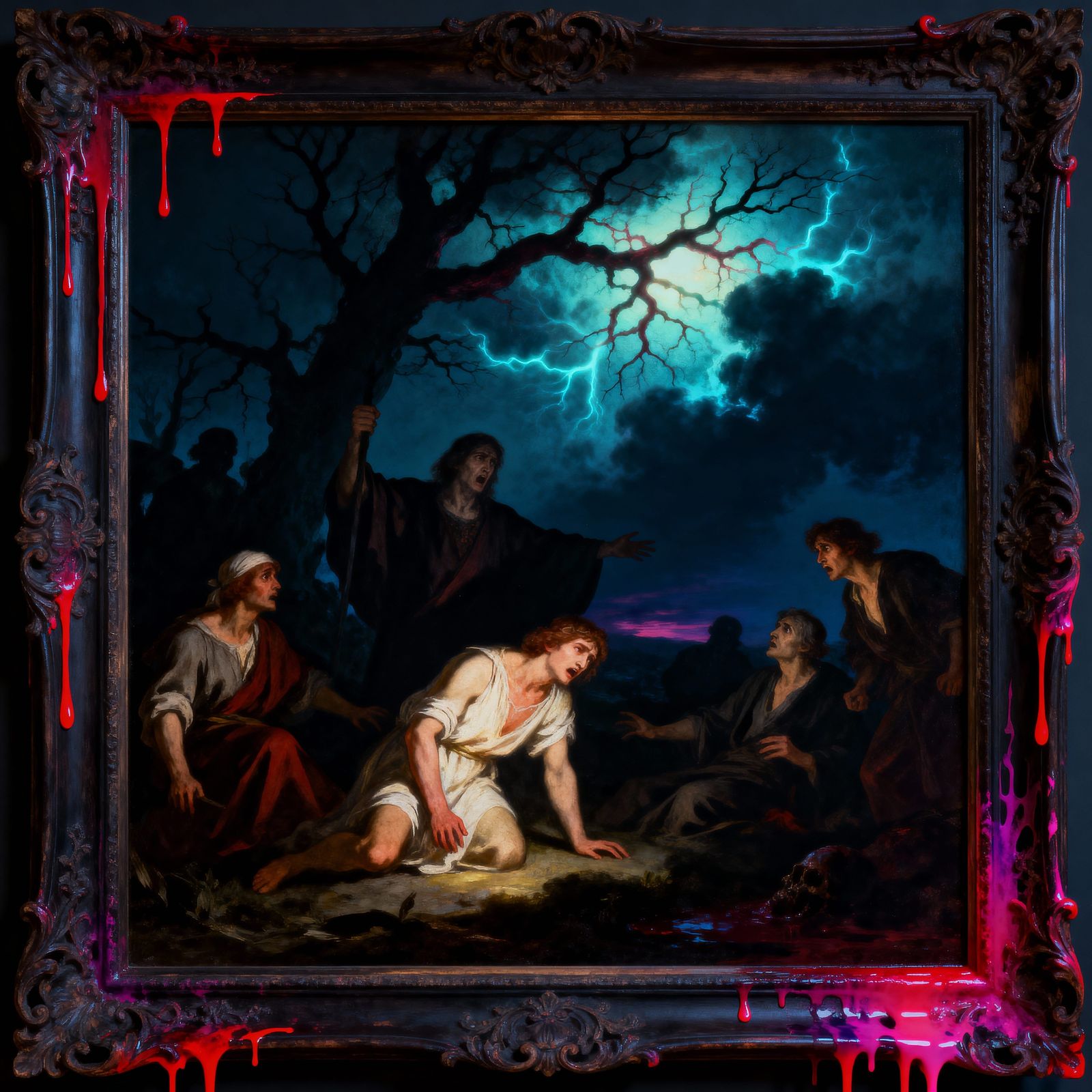 Goya-Inspired Painting of Witches Burning