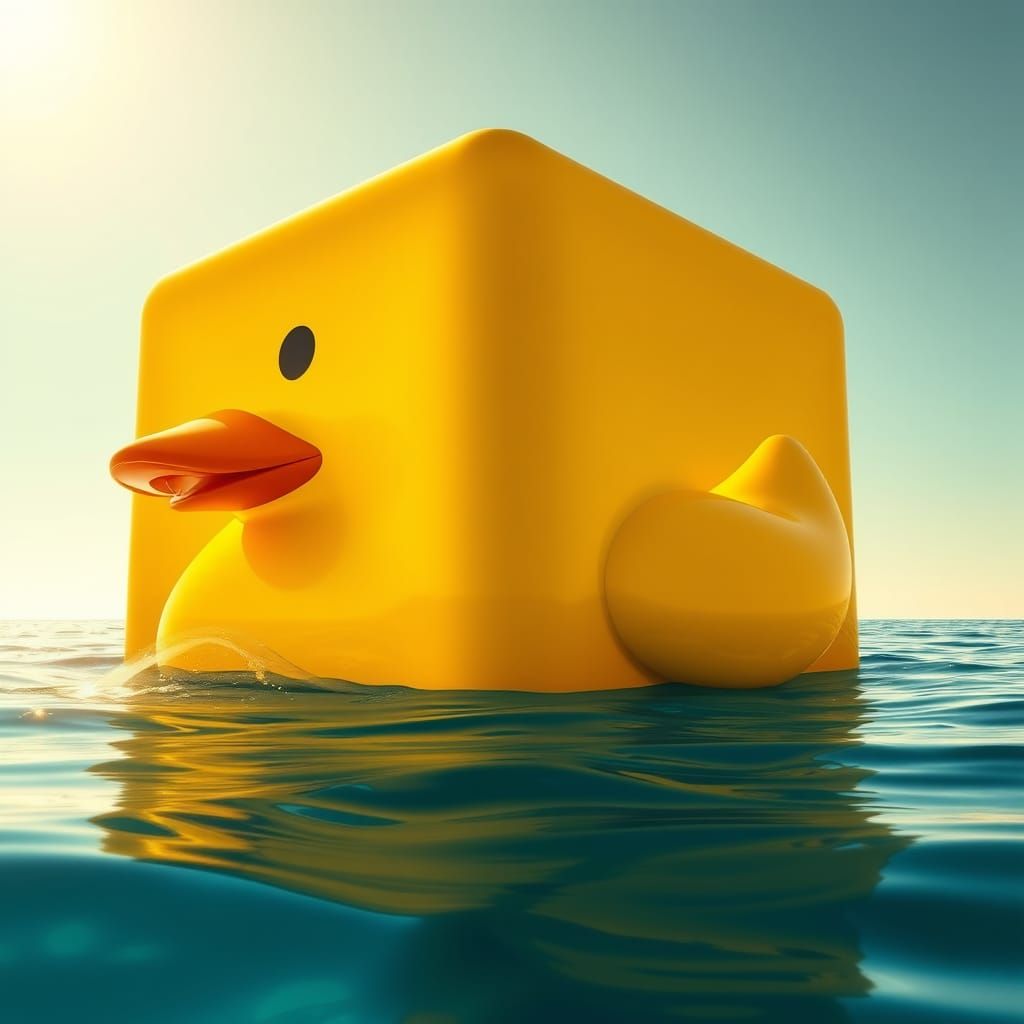 Giant Rubber Duck Sits Majestically in the Ocean
