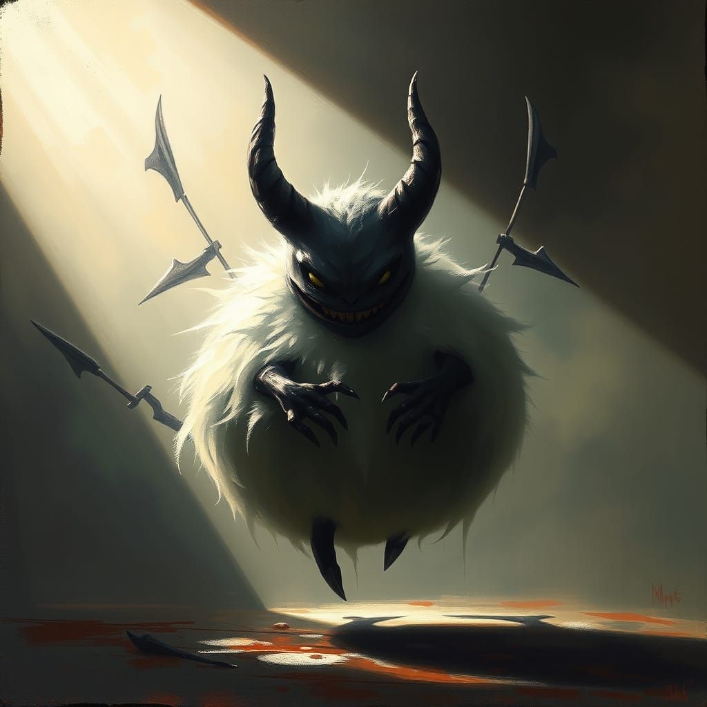 Evil Entity in Cute Body with Dark Painterly Style