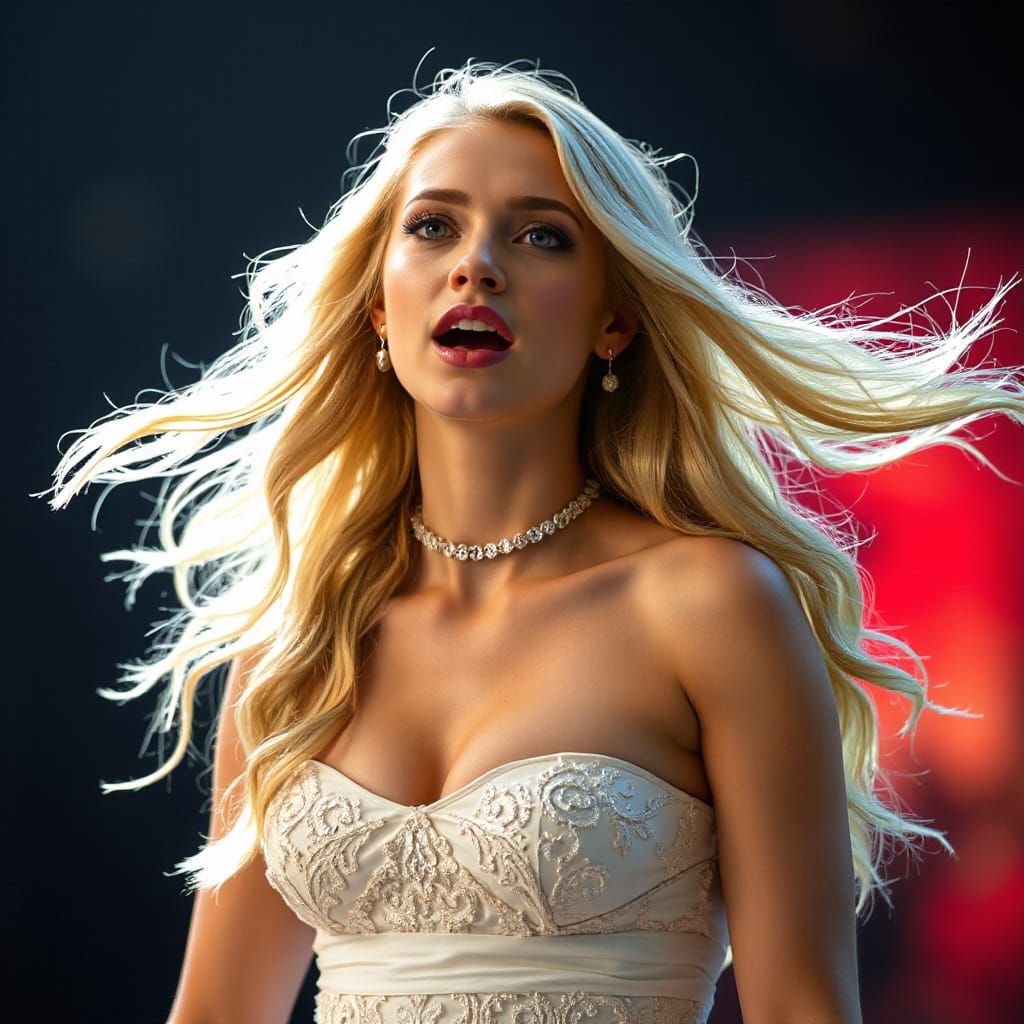 Captivating Ukrainian Singer on Stage in Hyperrealistic Styl...