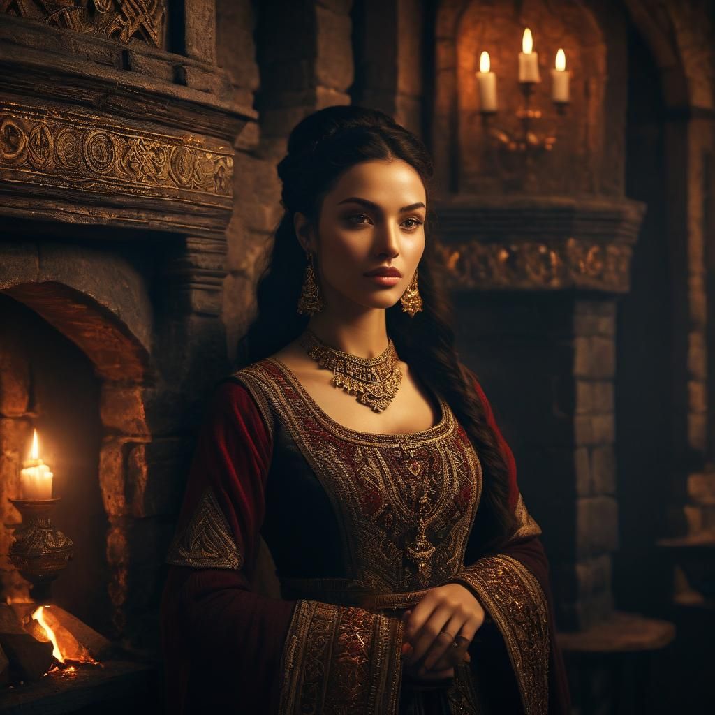 Illyrian Woman Portrait in Albanian Tower House