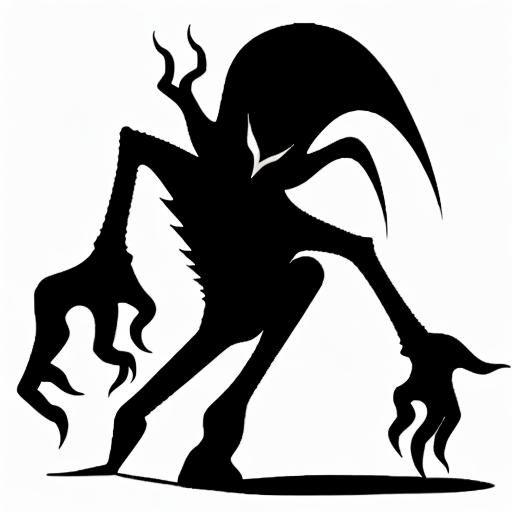 Creepy Shadow Monster Dancing: Minimalist Line Art