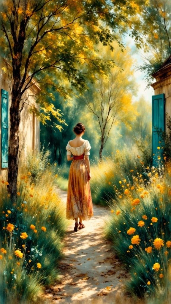 Woman in Garden, 1891, in Bonnard's Post-Impressionist Style