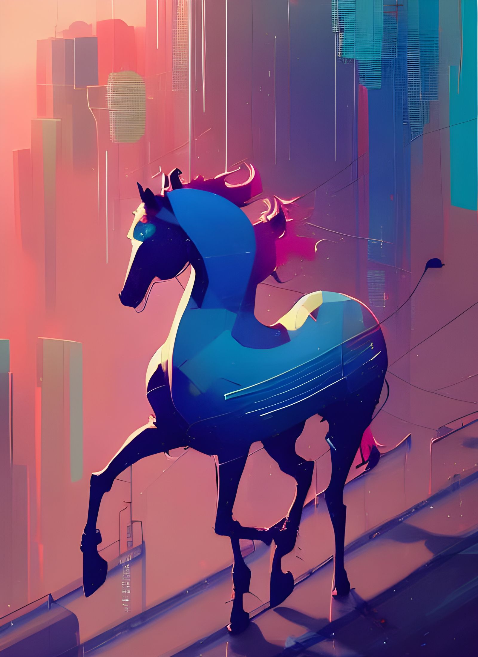 Anthropomorphic Horse in Business Suit, Composite Art