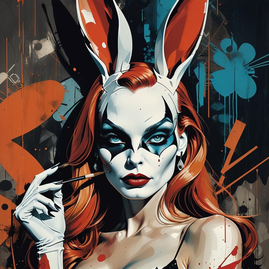 Jessica Rabbit as Banksy Bunny in Urban Graffiti