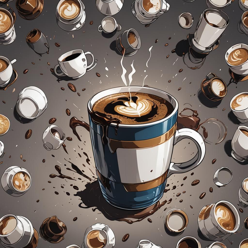 Anime Style Coffee Cup Cel-Shaded Manga Scan