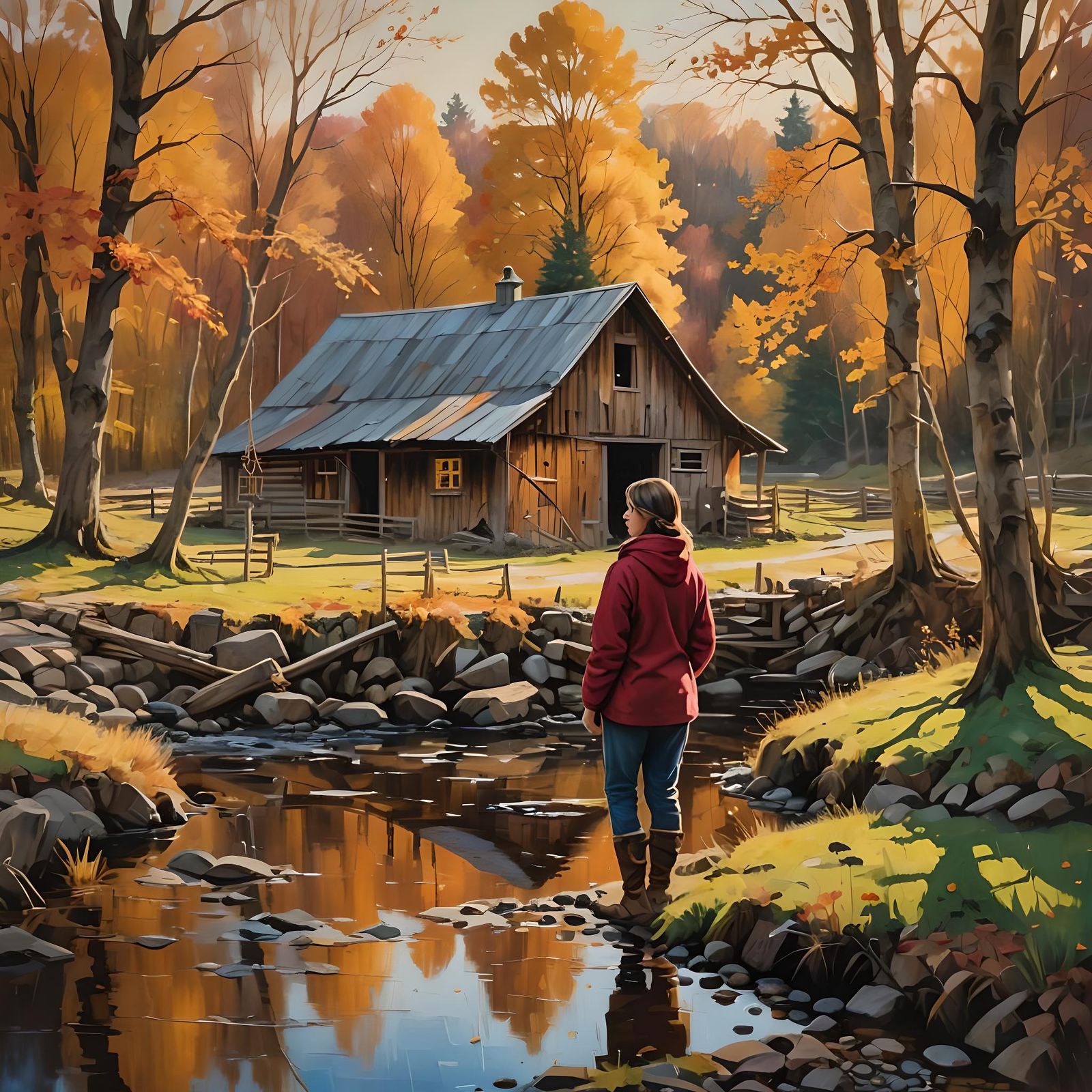 Autumn Farm Sunset: A Masterpiece of Warm Colors