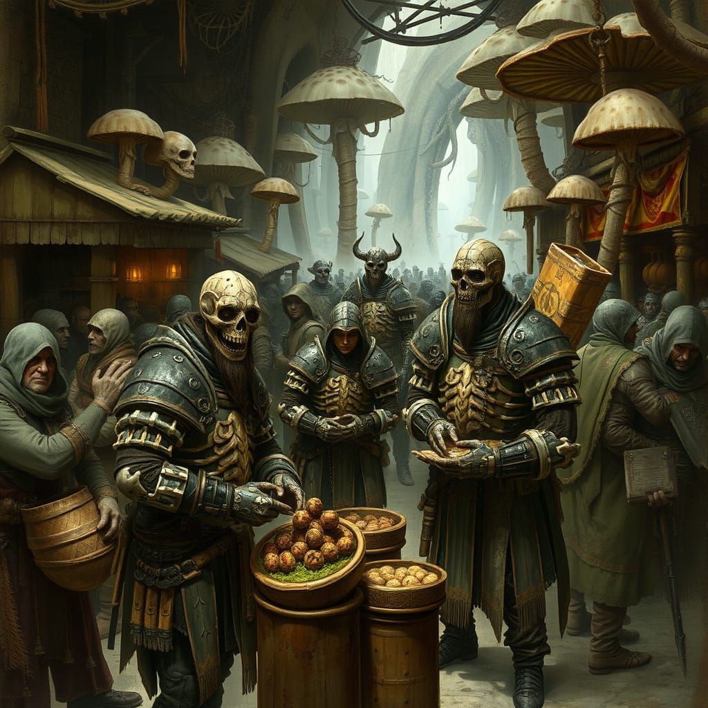 Morrowind Marketplace: Dunmer Merchants in Fantasy Scene