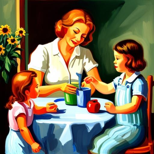 Generations: An Oil Painting of Motherhood and Love