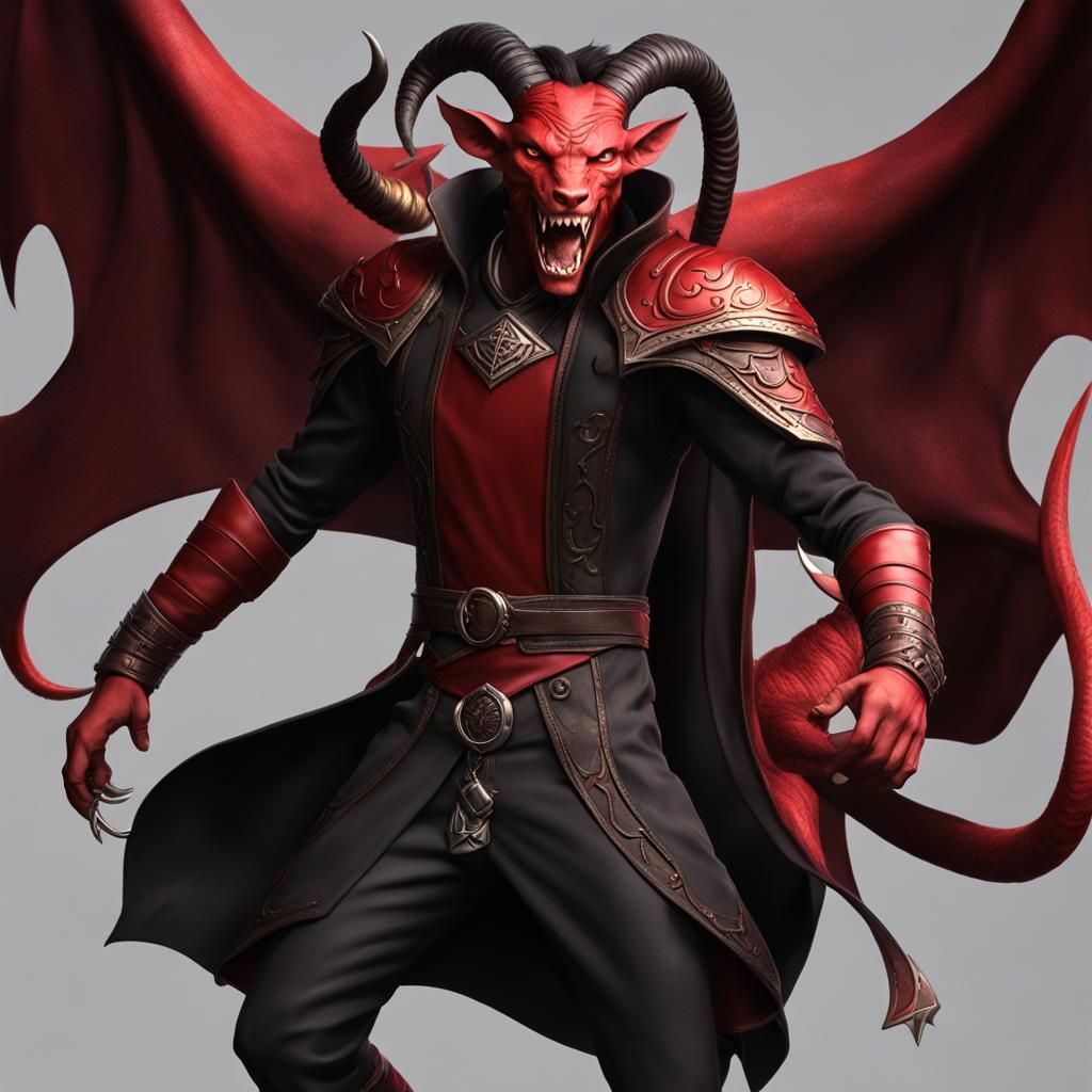 3D Tiefling Character with Duality Background