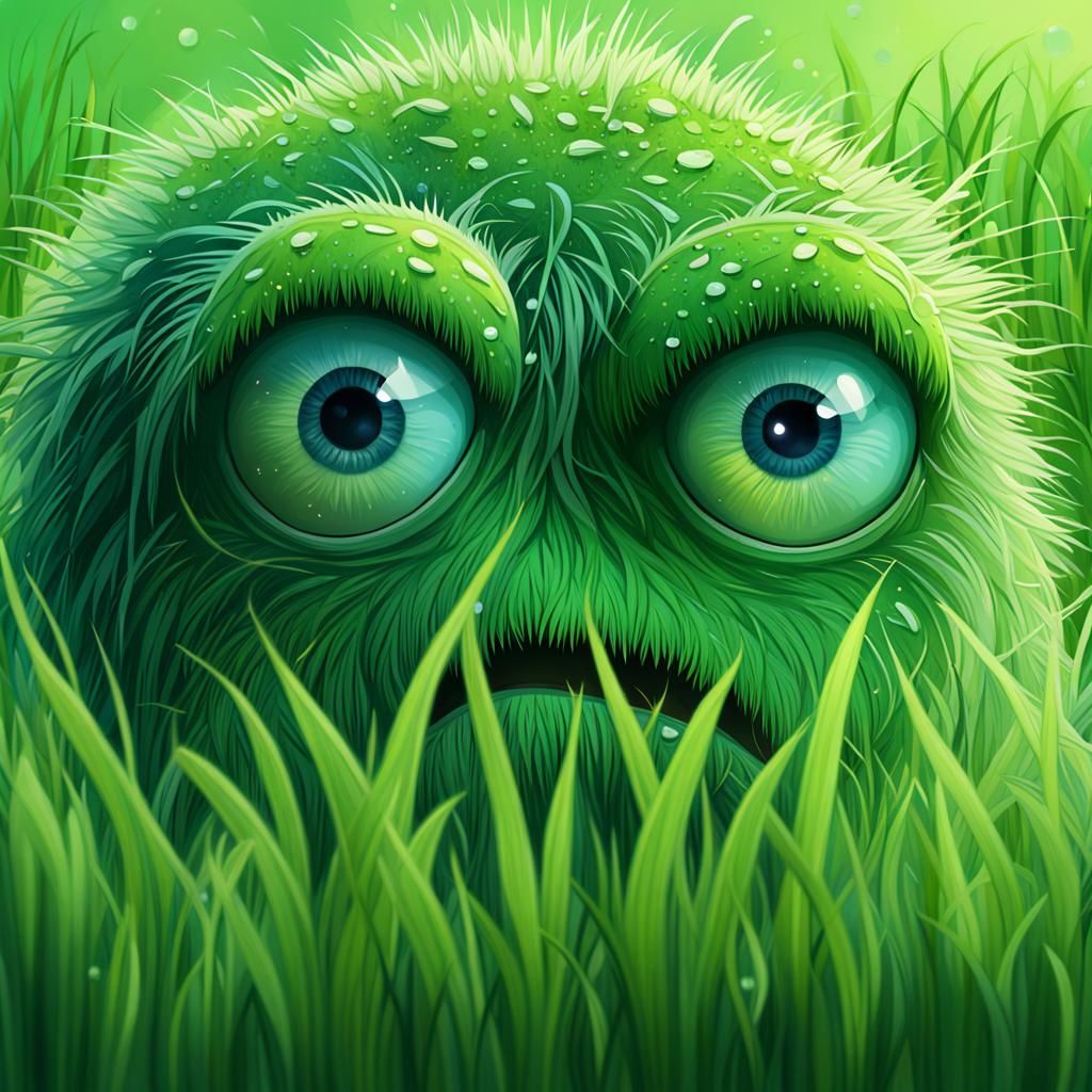 Detailed Grass Monster Illustration in Gouache