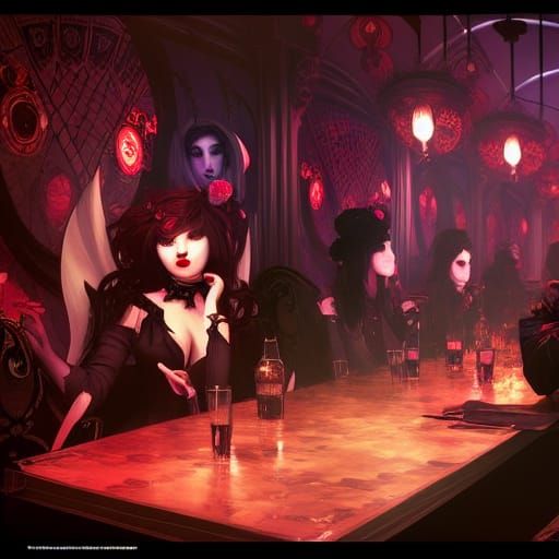 Vampire Cafe Concept Art in Art Nouveau Style