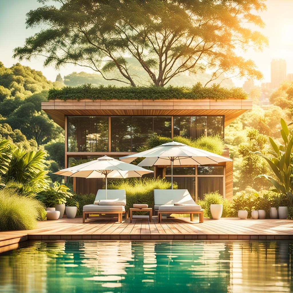 Modern Above-Ground Pool in Afternoon Sunlight