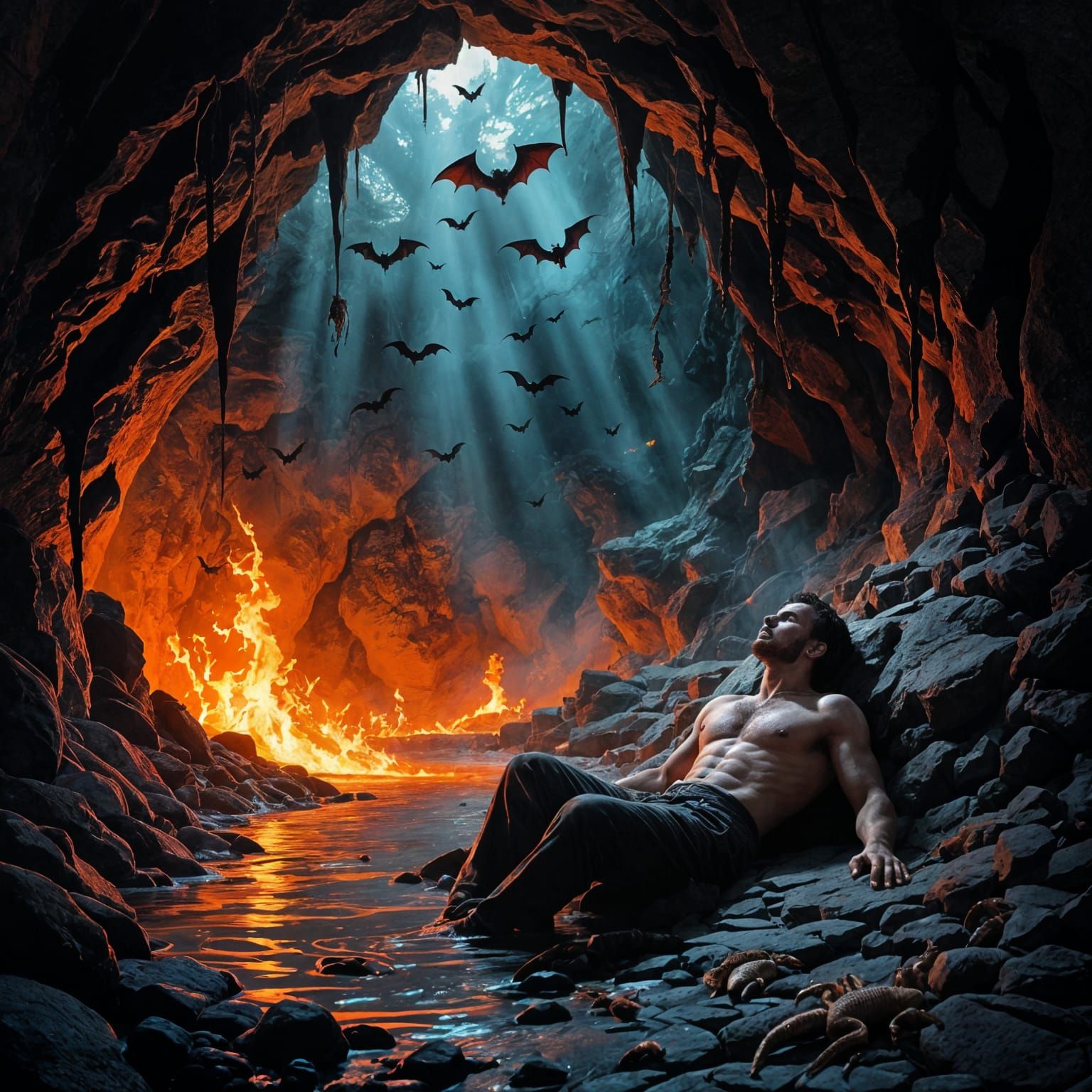 As if the world is ending, a man is relaxing in a place wher...