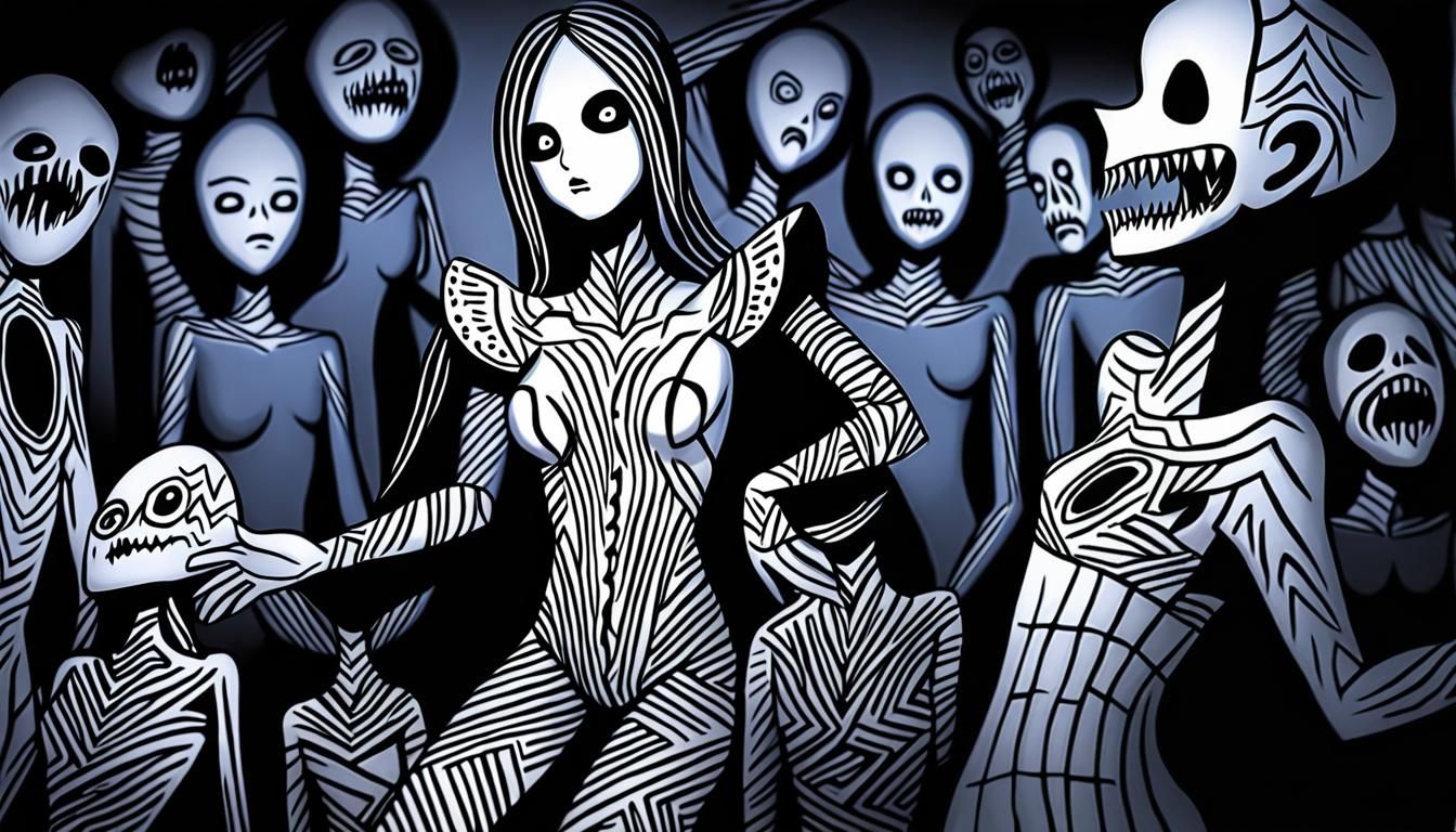 Haunting Porcelain Mannequin Charcoal Drawing