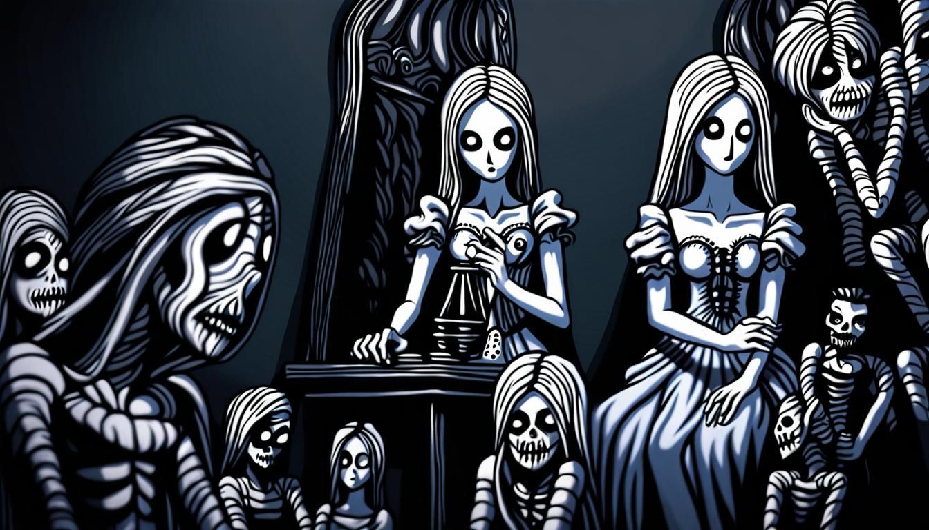 Sinister Porcelain Mannequin Charcoal Drawing