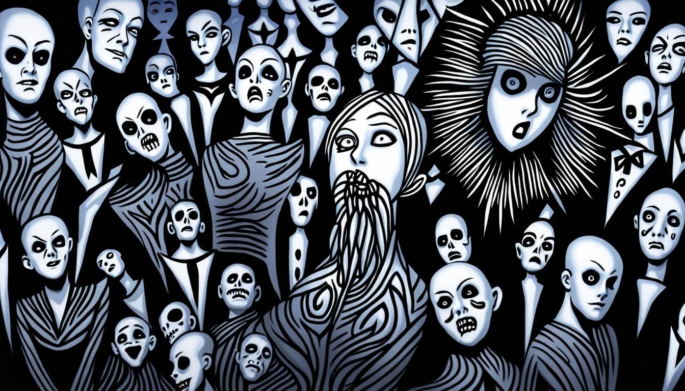 Sinister Porcelain Mannequin in Charcoal Drawing