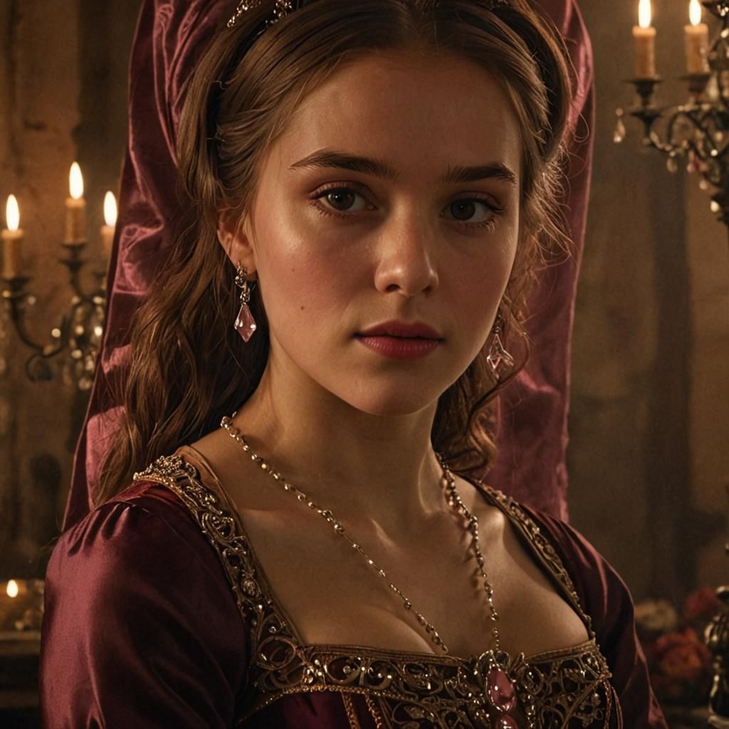 Medieval Lady in Luxurious Room: Photorealistic Art