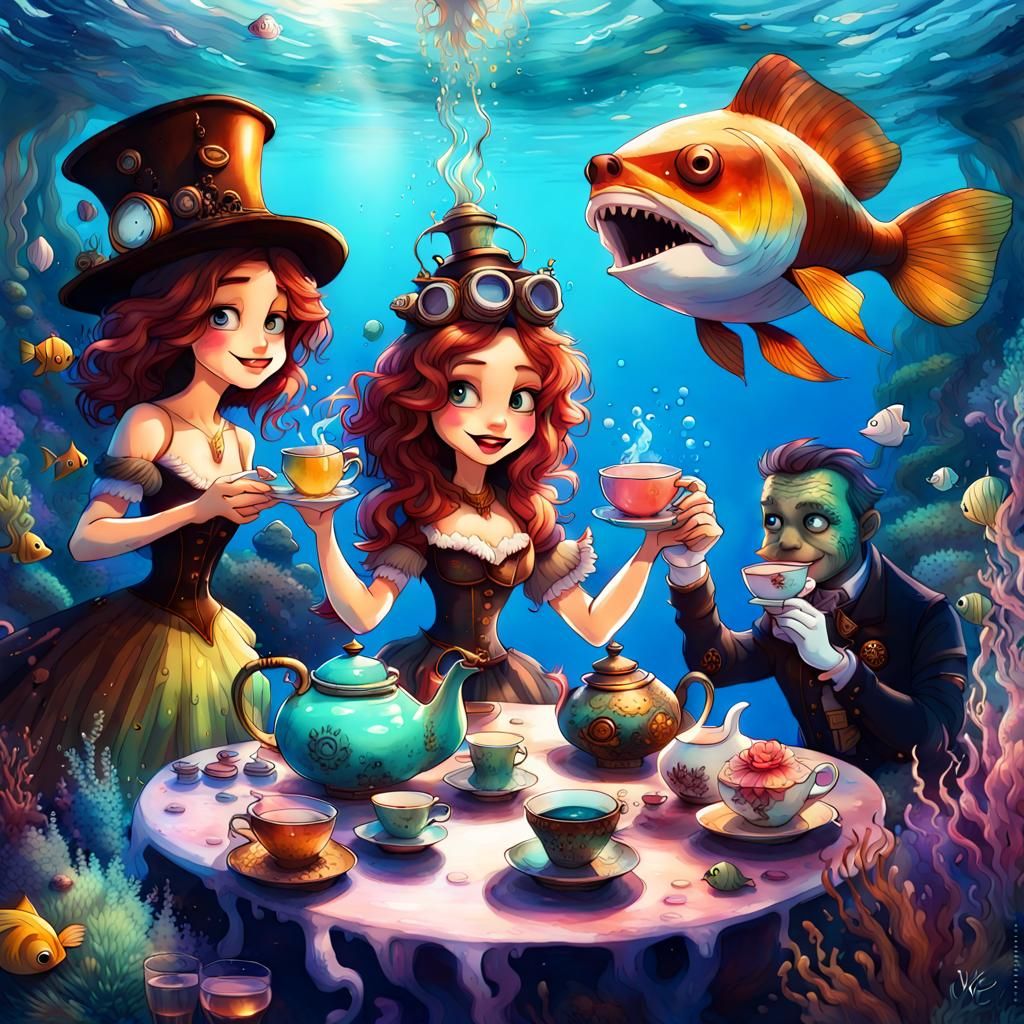 Underwater Tea Party with Disney Pixar Characters