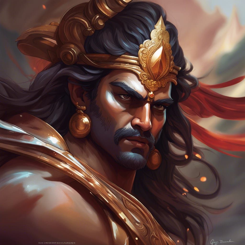 Suryaputra Karna Portrait in Hyperdetailed Style