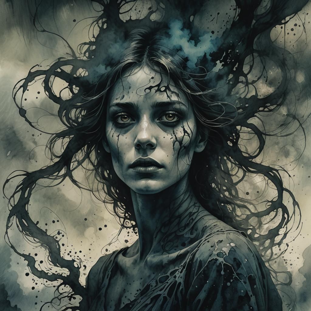 Dark Fantasy Woman in a Gothic World