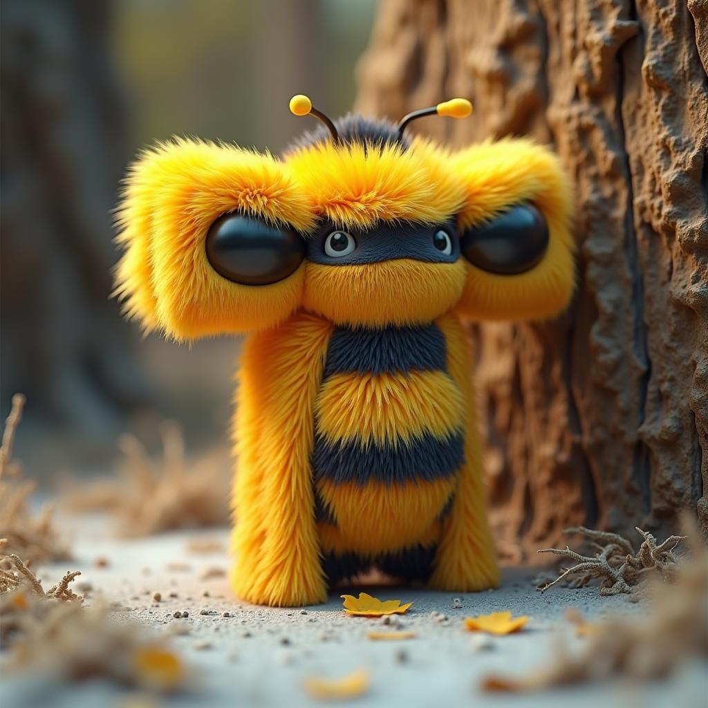 Heroic Bee in Fur Shorts, Digital Art