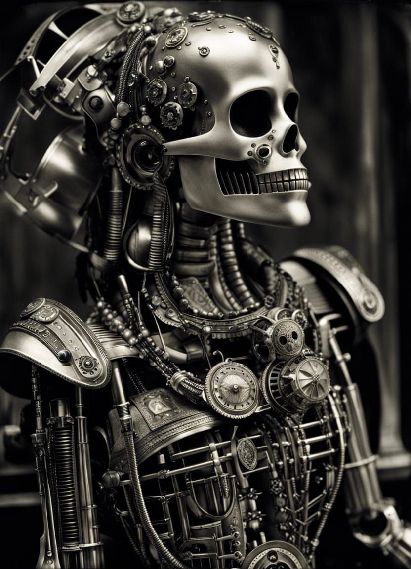 Dieselpunk Cyborg in Analog Film Style