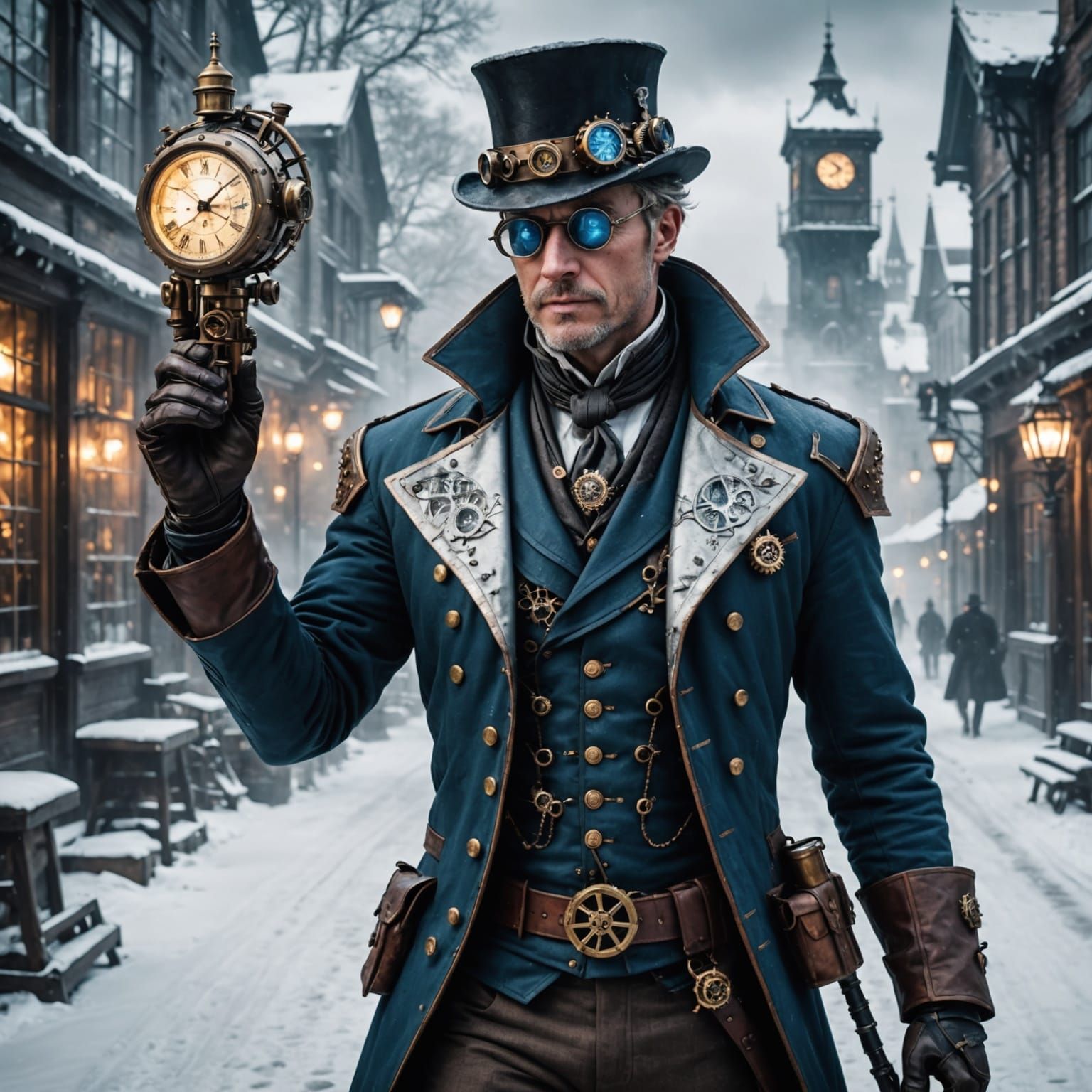 Epic Steampunk Frost Landscape in Detailed Style