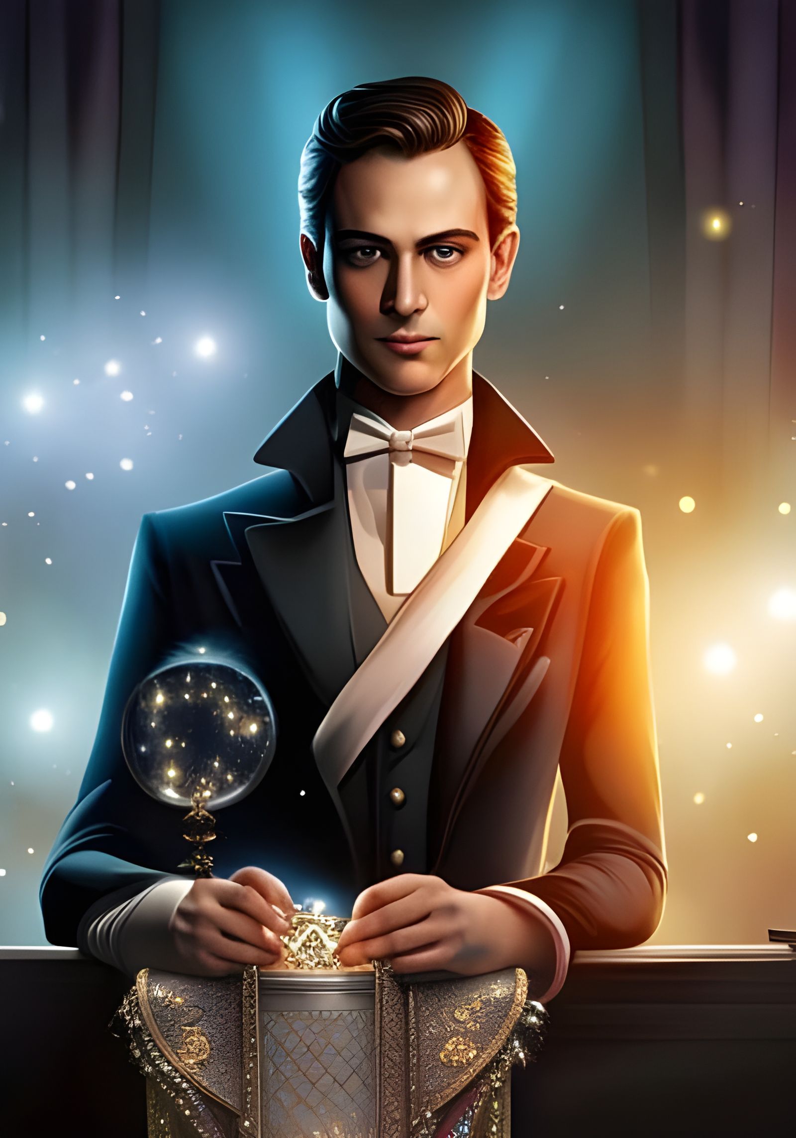 Victorian Magician on Stage Fantasy Portrait