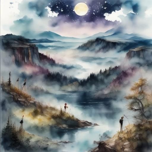 Gourmet Salmon Plate in Watercolor Style