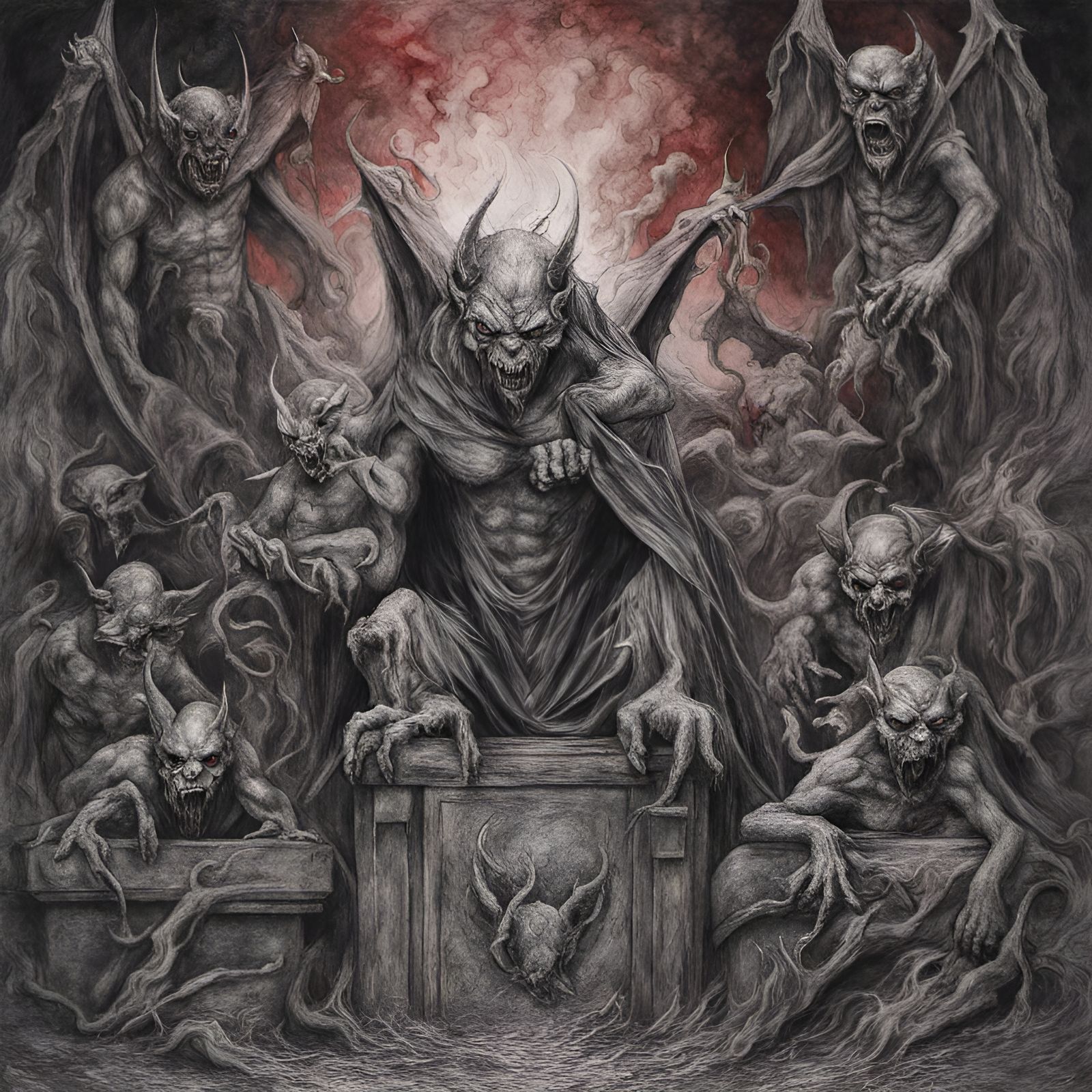 Sinister Stone Gargoyles Emerge from Hell