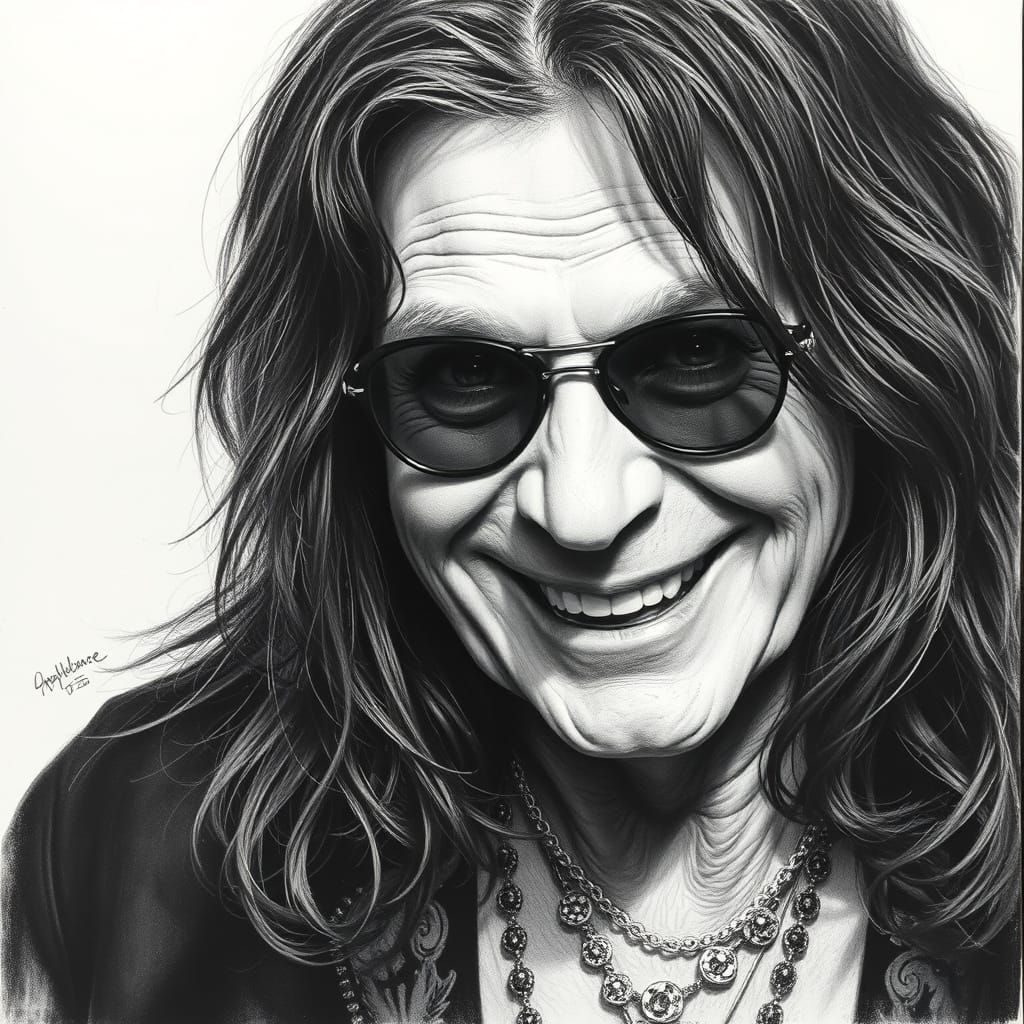 Hyperrealistic Charcoal Portrait of a Smiling Elderly Man