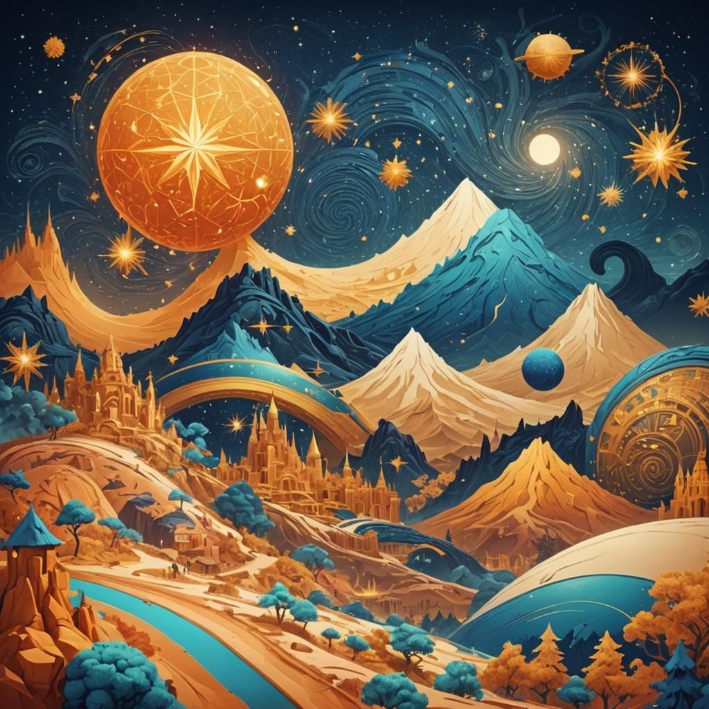 Starry Sky Silhouette: Fantasy Concept Art