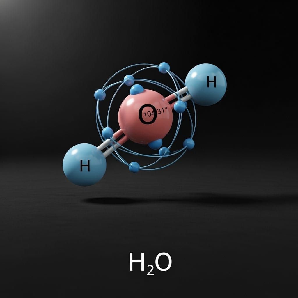 Bent Water Molecule Structure at 104.31 Degrees